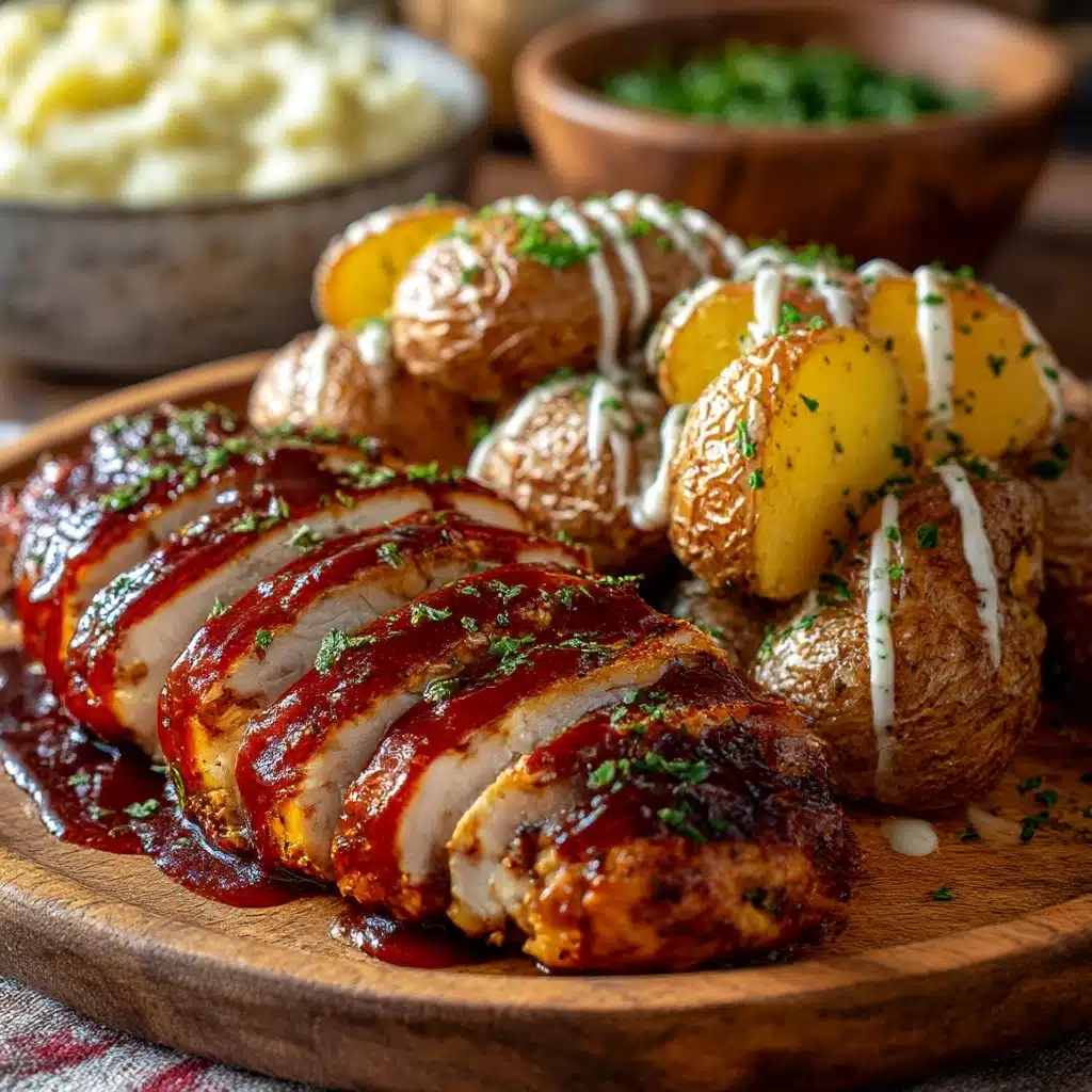 Honey Bbq Chicken & Creamy Garlic Parmesan Potatoes Recipe - Recipe Image