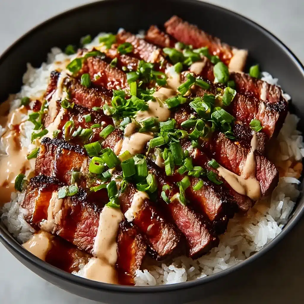 Korean BBQ Steak Rice Bowls with Spicy Cream Recipe - Recipe Image