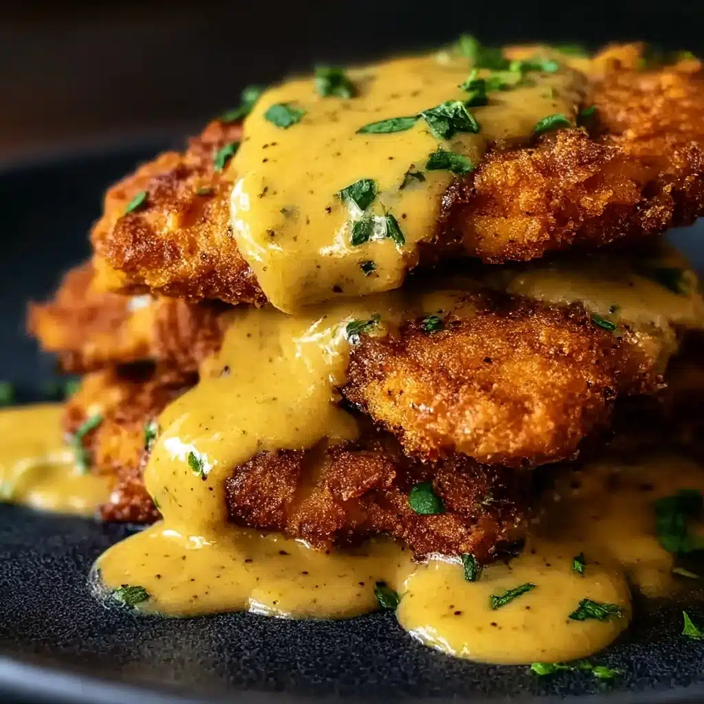 Pretzel Chicken with Mustard-Cheddar Sauce Recipe