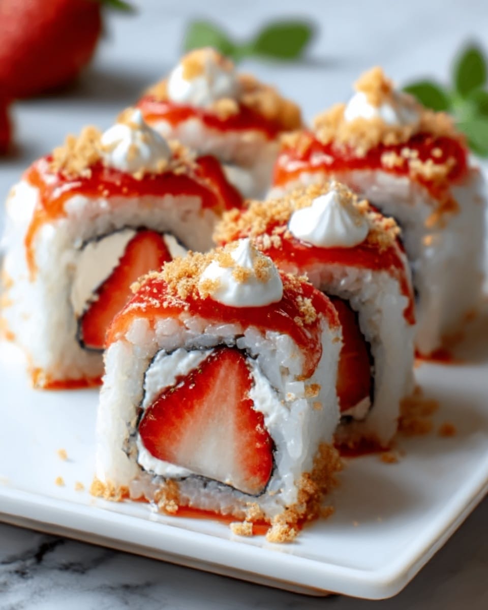 Creative & Cute Strawberry Shortcake Sushi Roll Dessert Recipe