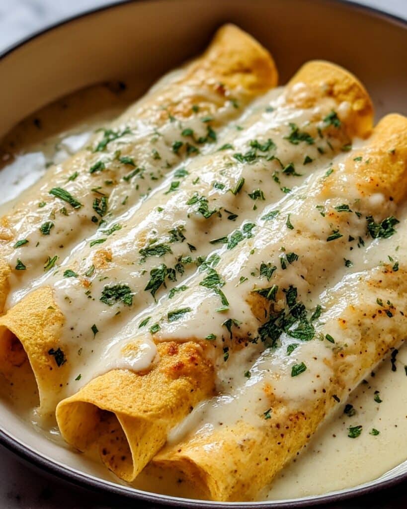 Chicken Enchiladas with Sour Cream White Sauce Recipe