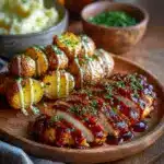 Honey Bbq Chicken & Creamy Garlic Parmesan Potatoes Recipe