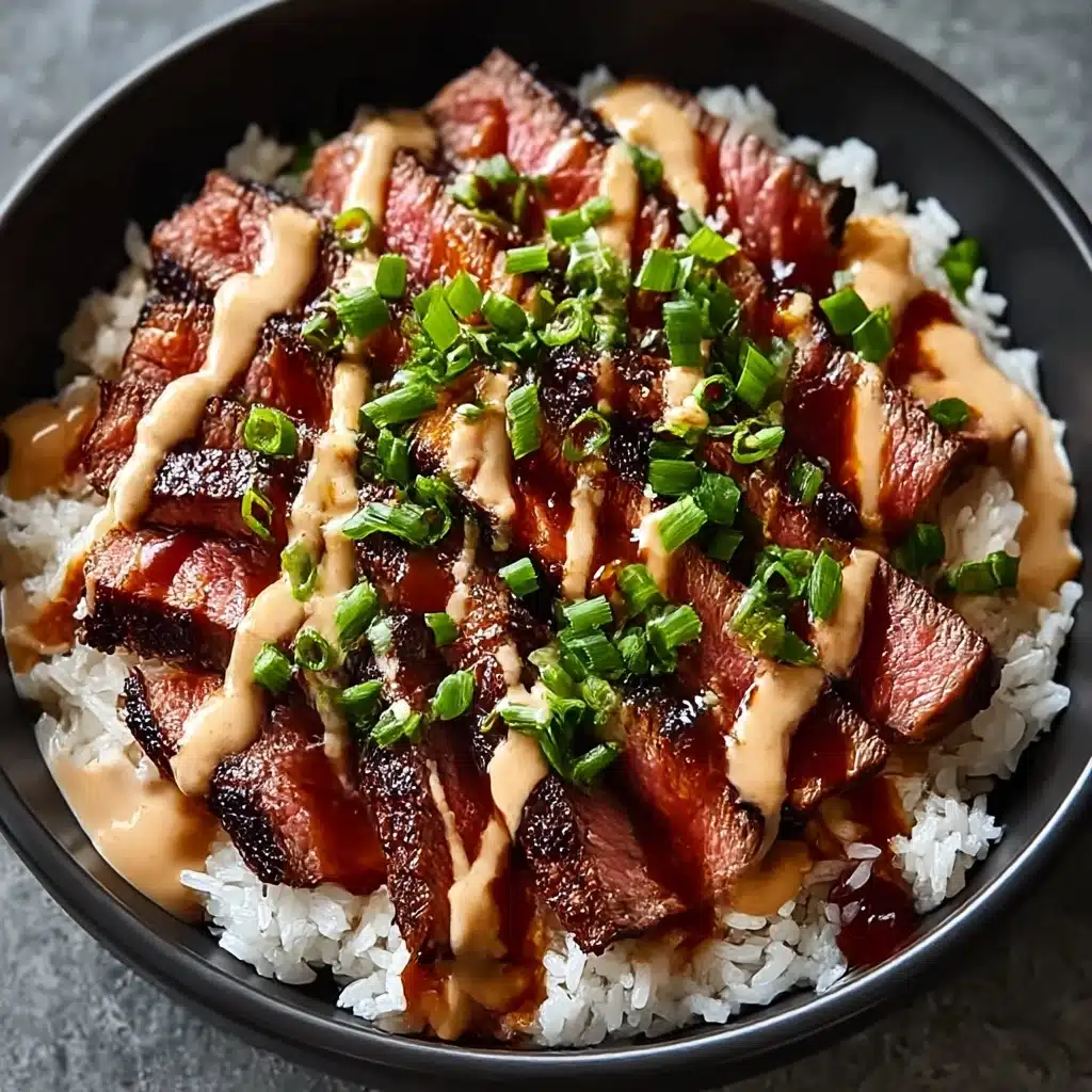 Korean BBQ Steak Rice Bowls with Spicy Cream Recipe - Recipe Image
