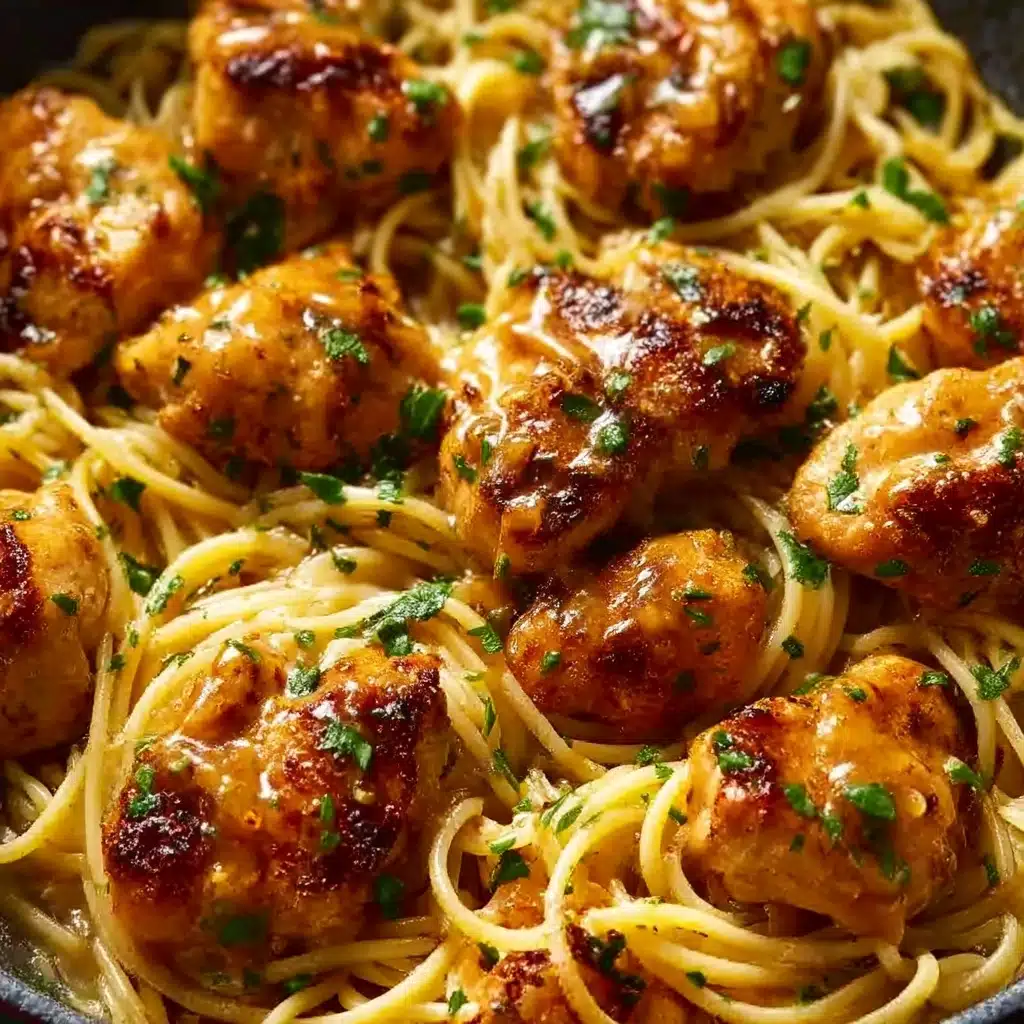 Garlic Butter Chicken Bites with Creamy Parmesan Pasta Recipe