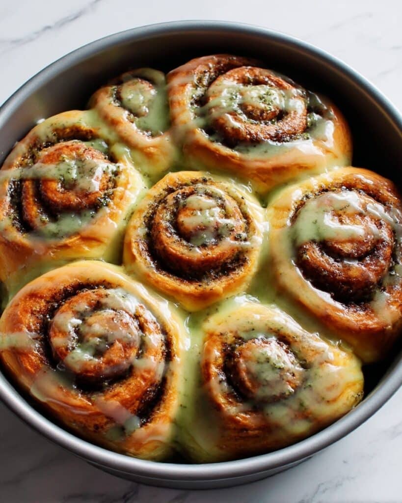 Matcha Glazed Cinnamon Rolls Recipe