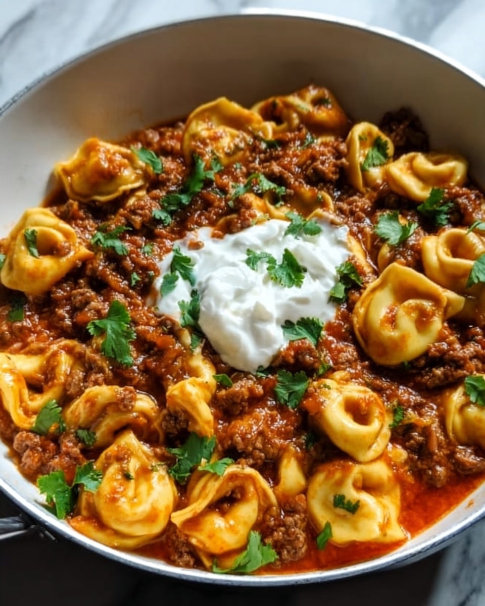 Cheesy Beef Enchilada Tortellini Recipe