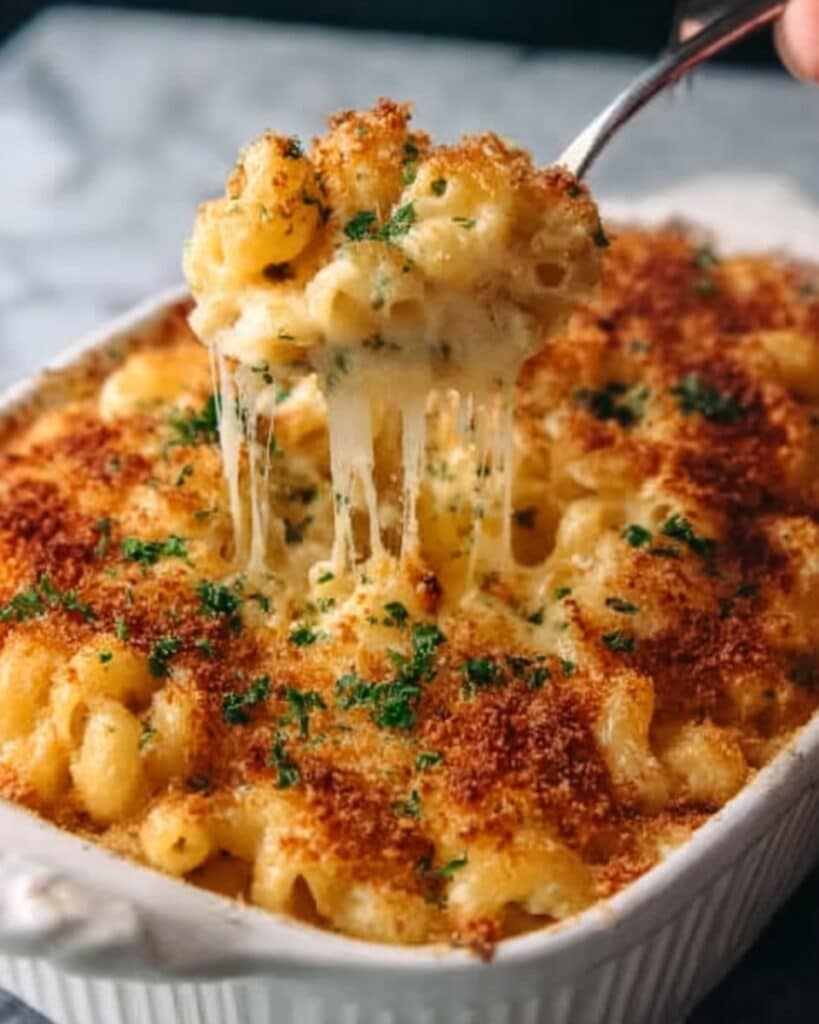 Creamy Baked Mac and Cheese with Crispy Breadcrumb Topping Recipe