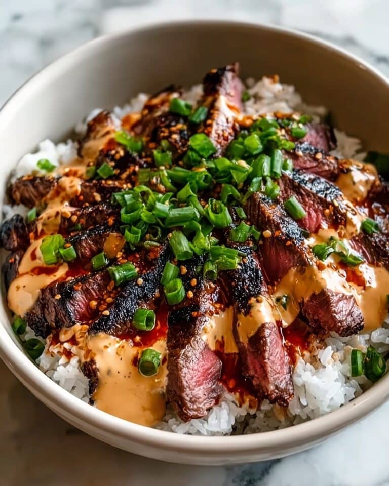 Korean BBQ Steak Rice Bowls with Spicy Cream Sauce Recipe