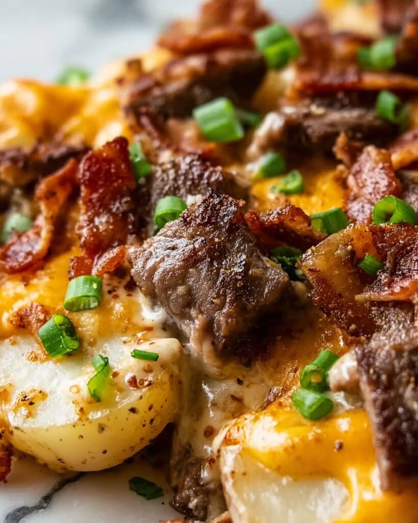 Crockpot Loaded Steak and Potato Bake Recipe