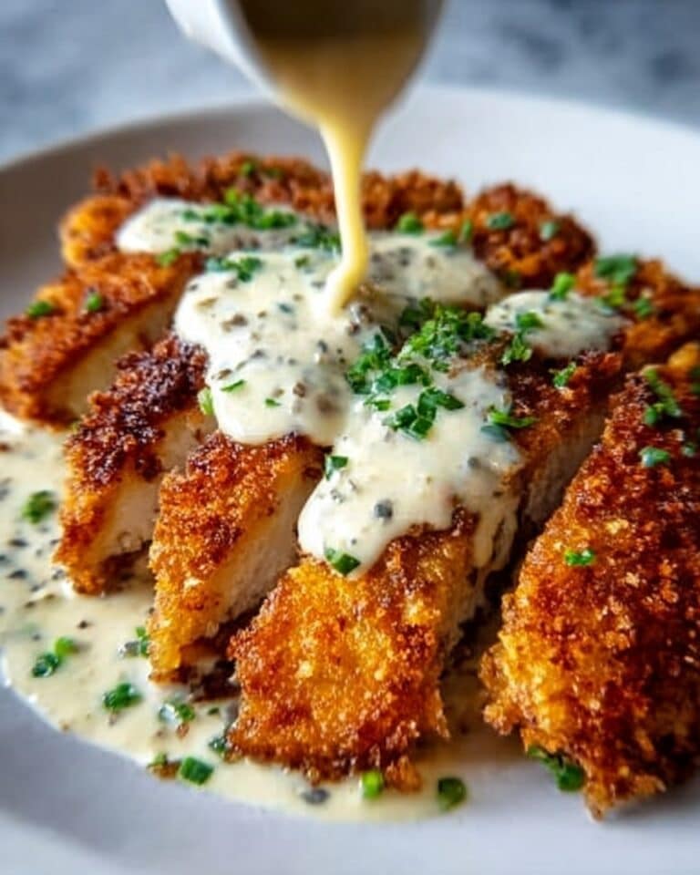 Parmesan Crusted Chicken with Creamy Garlic Sauce Recipe