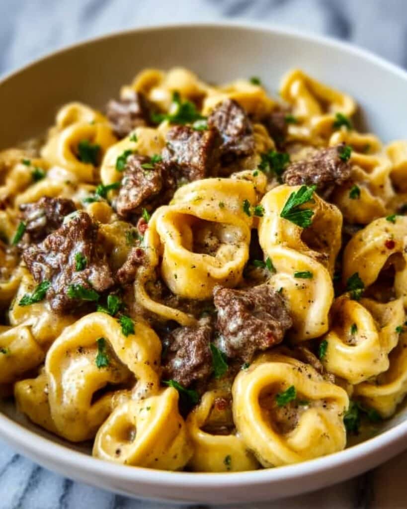 Philly Cheesesteak Tortellini Pasta Recipe