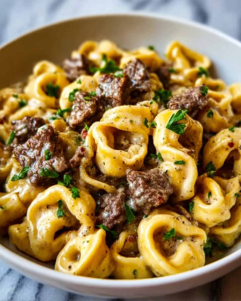 Philly Cheesesteak Tortellini Pasta Recipe