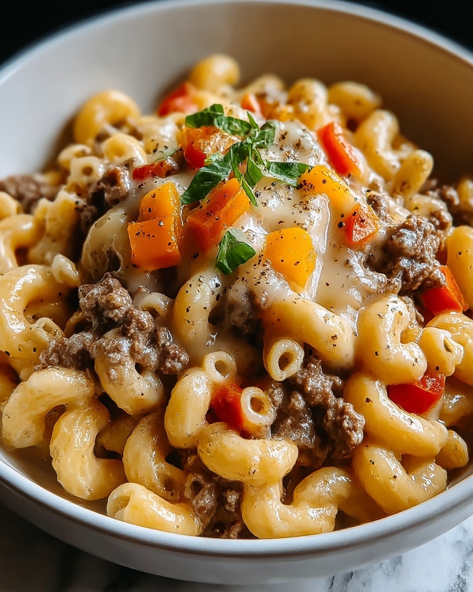 High-Protein Creamy Philly Cheesesteak Mac & Cheese Recipe
