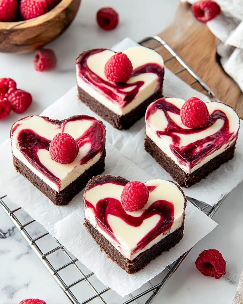 Irresistible Heart Shaped Brownies with Raspberry Swirl & Cheesecake Recipe