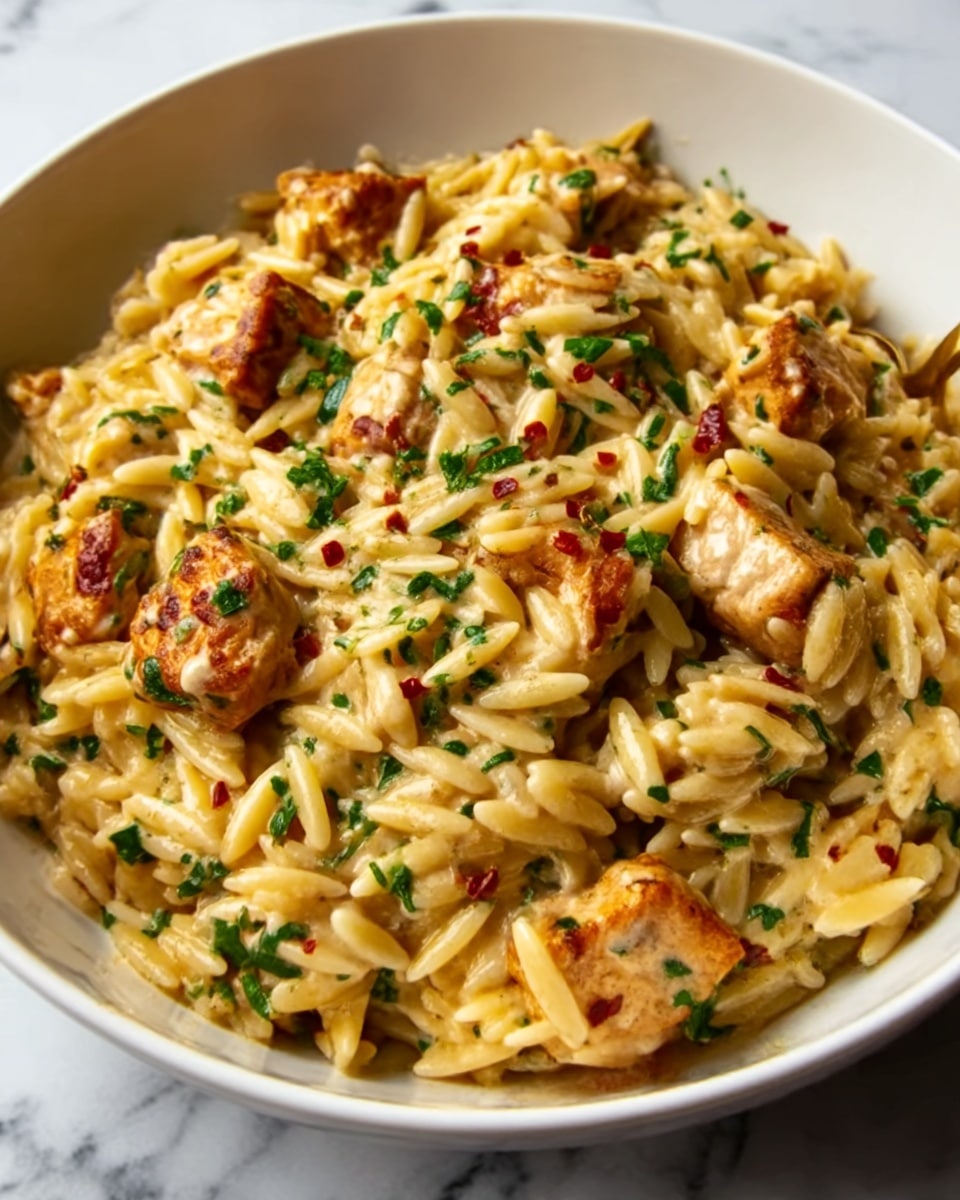 One Pot Cajun Chicken Alfredo Orzo Recipe