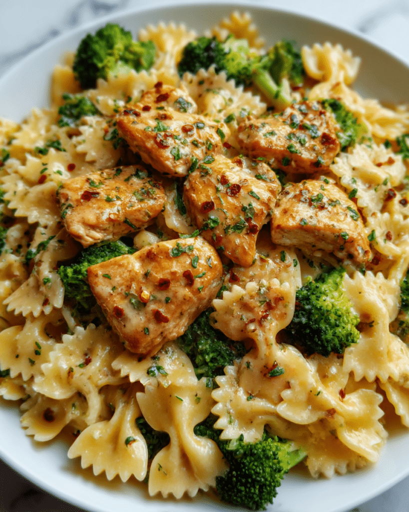Cowboy Butter Lemon Bowtie Chicken with Broccoli Recipe