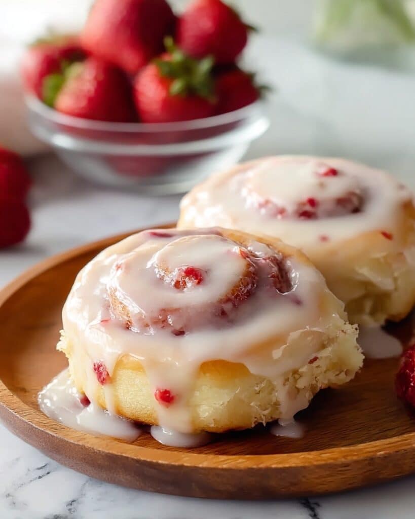 Strawberry Cinnamon Rolls with Cream Cheese Icing Recipe