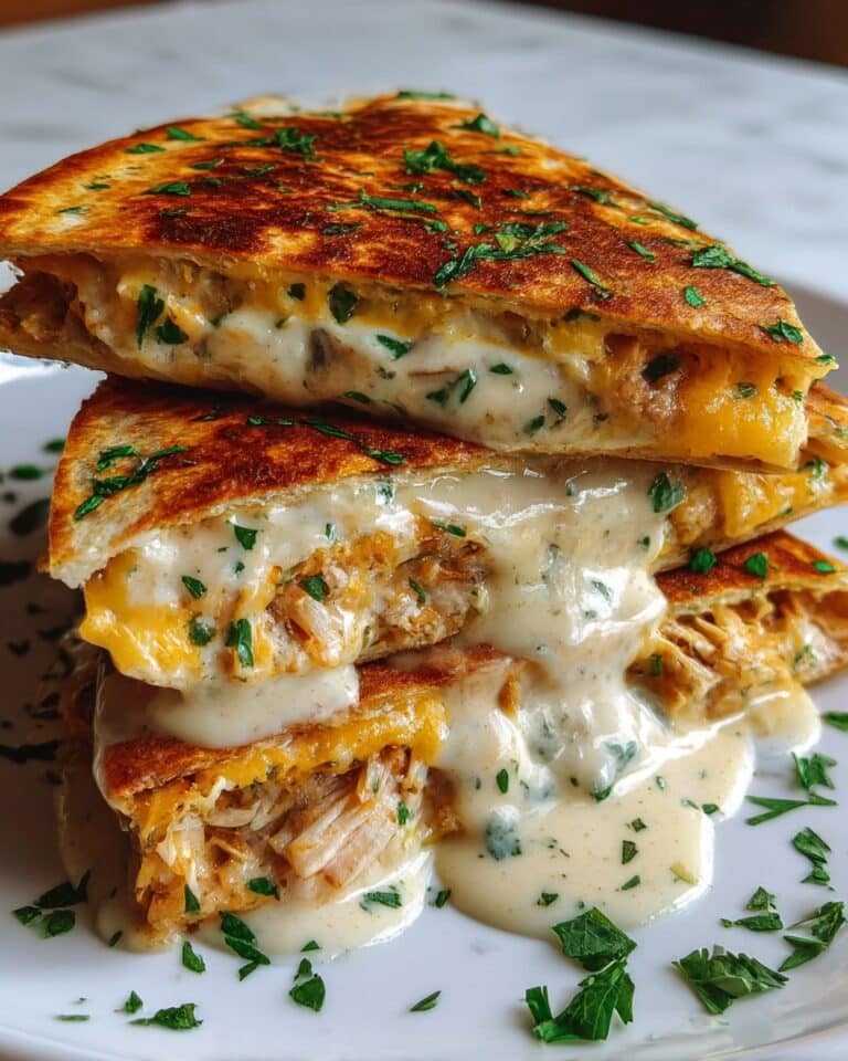 Cheesy Hot Honey Chicken Quesadillas with Spicy Jalapeño Cream Sauce Recipe
