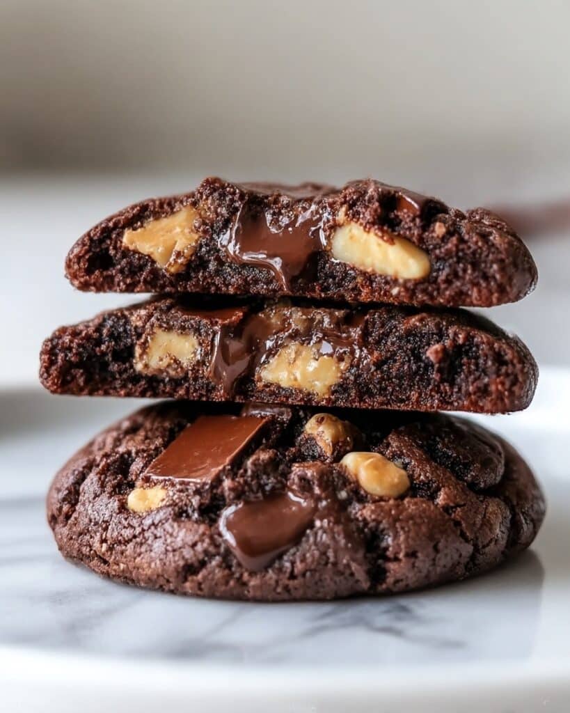 Double Dark Chocolate Peanut Butter Cup Cookies Recipe