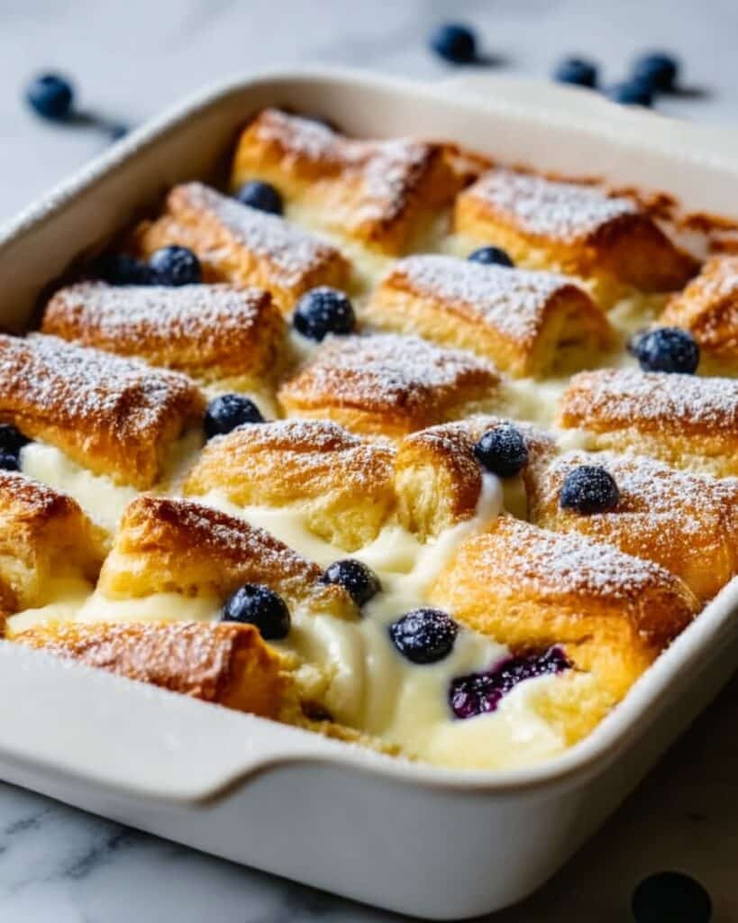 Blueberry Cream Cheese Croissant Casserole Recipe