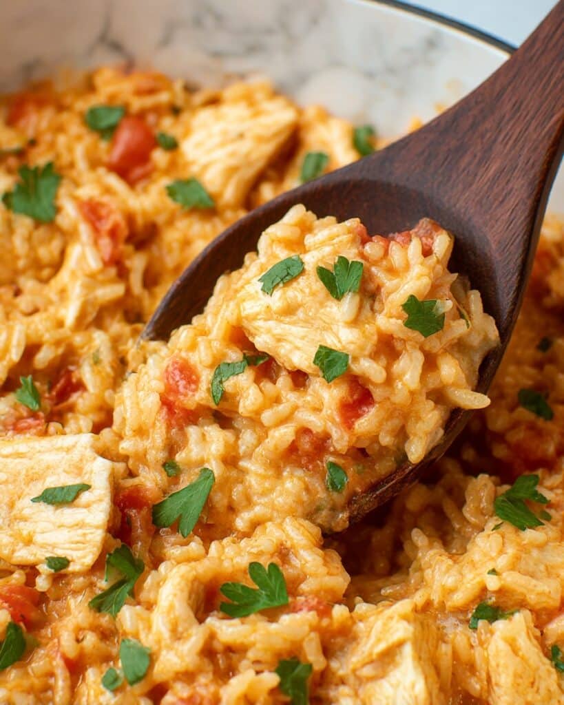 One-Pot Queso Chicken and Rice Recipe