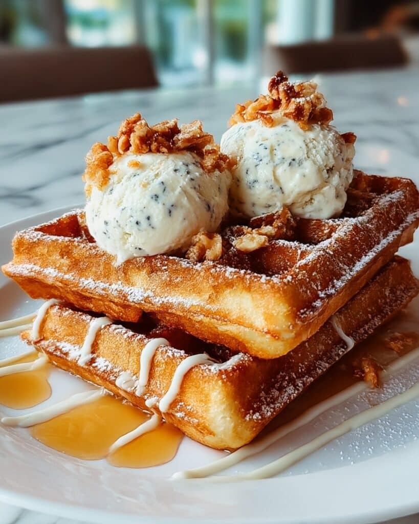 Deliciously Sweet Carrot Cake Waffles with Cream Cheese Drizzle Recipe