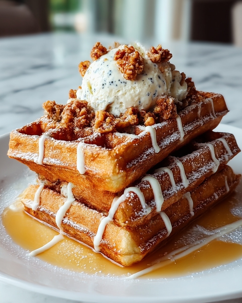 Deliciously Sweet Carrot Cake Waffles with Cream Cheese Drizzle Recipe
