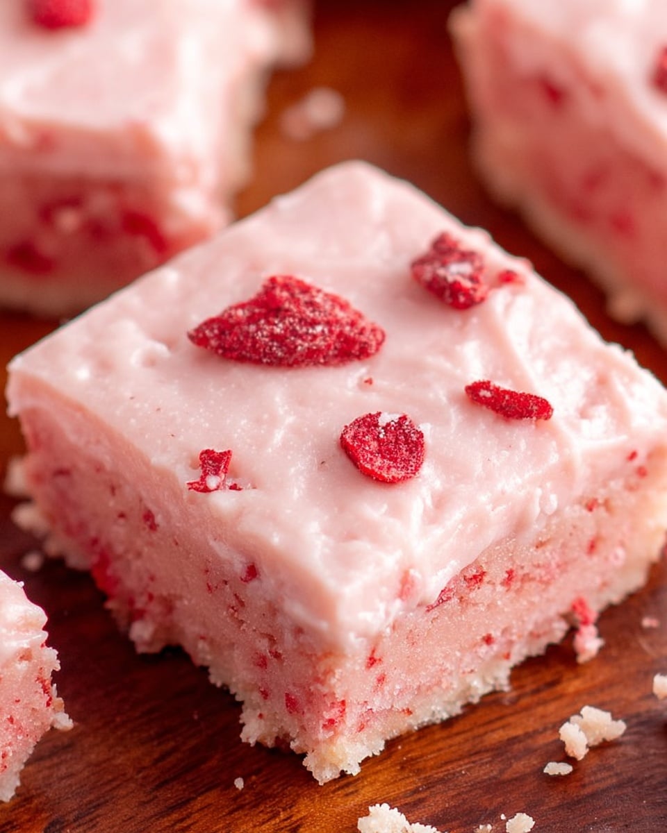 Strawberry Cake Mix Brownies with Strawberry Cream Cheese Frosting Recipe
